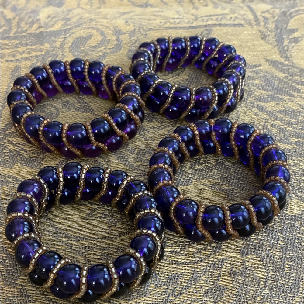 Vintage Pier 1 Glass Beaded Napkin Rings